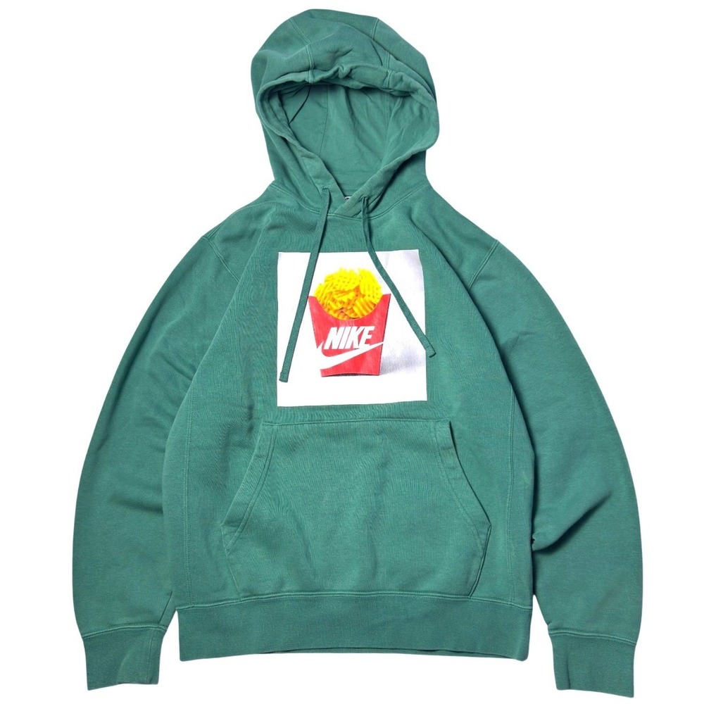 Nike Waffle Fries Hoodie Mens Size S Green Pullover Sweatshirt Graphic‎ Fleece